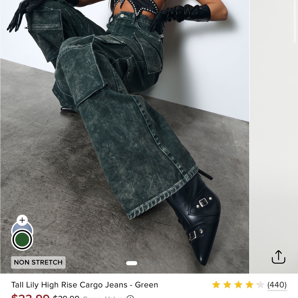 Fashion Nova Green Flare Wide Leg Jeans